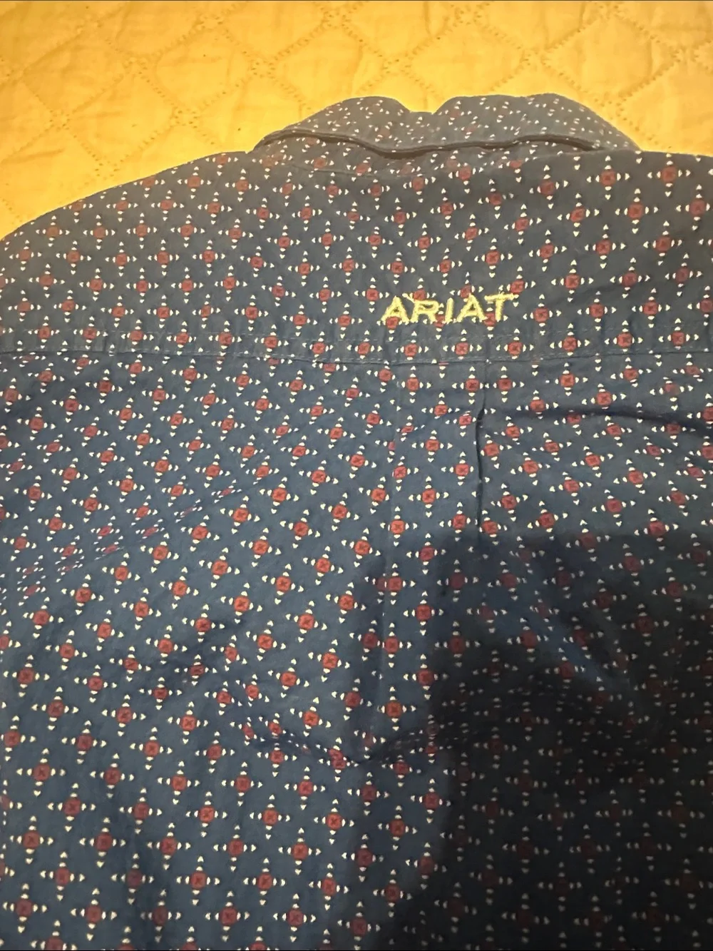 Ariat Blue Short-Sleeve Button-Down Shirt with Micro Dot Print - Picture 6 of 6